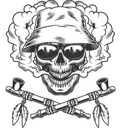 Skull In Panama Hat And Sunglasses