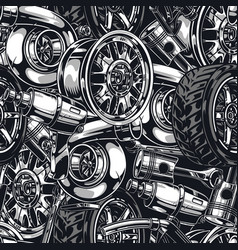 Car Parts Monochrome Seamless Pattern