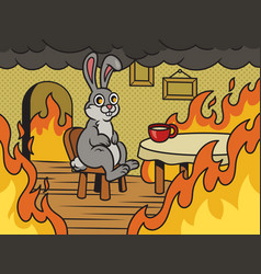 Rabbit Fire Meme Pinup Pop Art