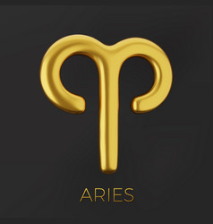 3d Golden Zodiac Sign Aries On A Dark Background