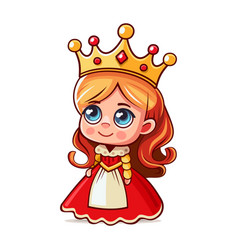 Little Cute Queen With Crown Cartoon Style