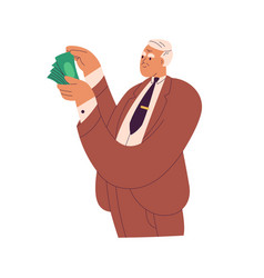 Old Rich Man Wealthy Character In Suit Counting