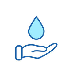 Hand Hold Water Drop Linear Icon Save Water