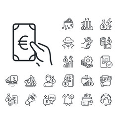 Hold Cash Money Line Icon Euro Currency