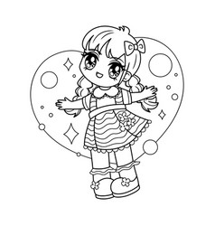 Kid Coloring Page Character Of Pretty Manga Girl