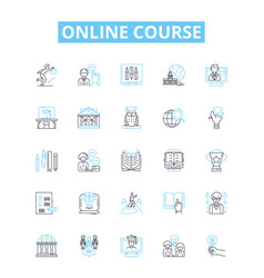 Online Course Line Icons Set Elearning