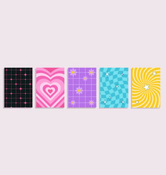 Set Of Five Retro Y2k Geometric Backgrounds