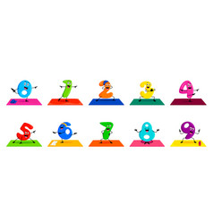 Cartoon Math Number Characters On Yoga Fitness