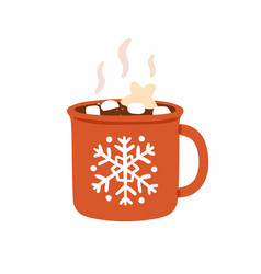 Cocoa With Marshmallow In Cup Winter Drink Hot