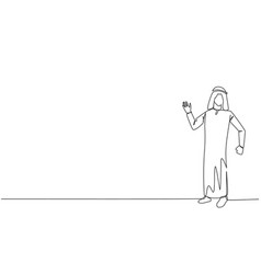 Continuous One Line Drawing Arabian Man Standing