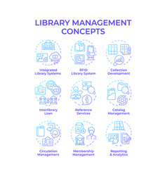 Library Management Blue Gradient Concept Icons