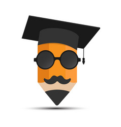 Pencil With A Graduates Hat Glasses And Mustache