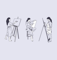 Set Of Outline From A Painter Artist