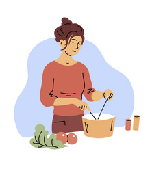 A Young Woman Prepares Homemade Dinner