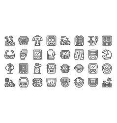 Bike Computer Icons Set Outline Road