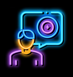 Customer At Tire Repair Shop Neon Glow Icon