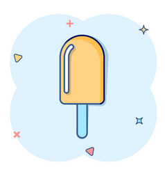 Ice Cream Icon In Comic Style Sundae Cartoon On