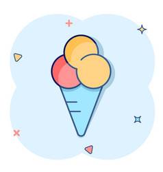 Ice Cream Icon In Comic Style Sundae Cartoon On