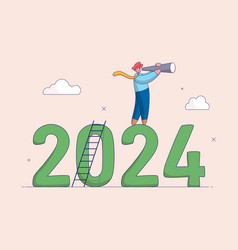 Year 2024 Outlook Review Or Analysis Concept