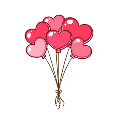 Group Of Heart Balloons Tied Together Cartoon