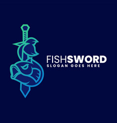 Logo Fish Sword Gradient Line Art Style