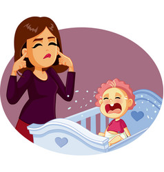 Negligent Mother Ignoring Her Baby Crying Cartoon