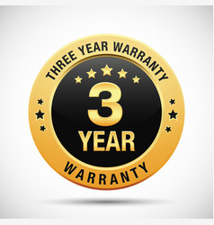 3 Year Warranty Golden Badge Isolated On White