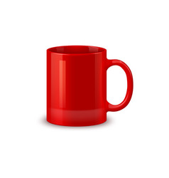 Red Ceramic Coffee Mug Tea Cup Mockup Tableware