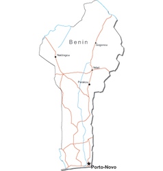 Benin Black White Map