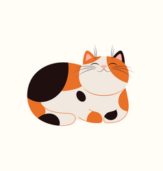 Cute Cartoon Cat Lying Vietnamese Zodiac Sign