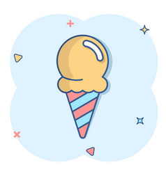 Ice Cream Icon In Comic Style Sundae Cartoon On