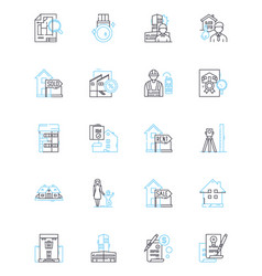 Realty Linear Icons Set Property Housing Real