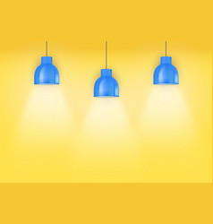 Yellow Wall Interior With Blue Vintage Lamps