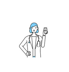 A Woman Doctor In White Coat Using Smartphone