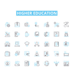 Higher Education Linear Icons Set Learning