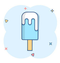 Ice Cream Icon In Comic Style Sundae Cartoon On