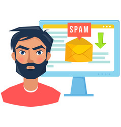 Man With Angry Face Near Envelope With Spam