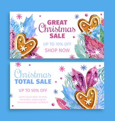 Watercolor Christmas Sale Banners Design