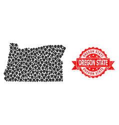 Distress Oregon State Stamp Seal And Mark Mosaic