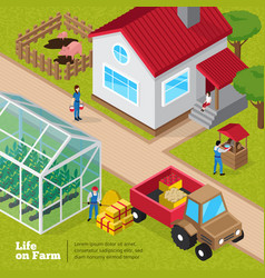 Farm Life Daily Activities Isometric Poster