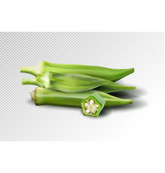 Fresh Young Okra Isolated On Transparent