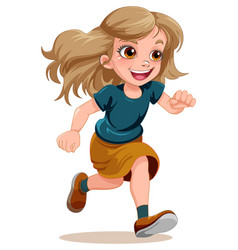 Happy Girl Running Cartoon