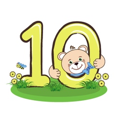 Number Ten And Cheerful Bear