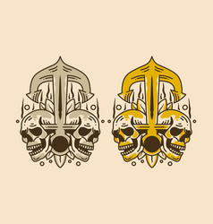 Vintage Design Of Anchor And Two Skulls