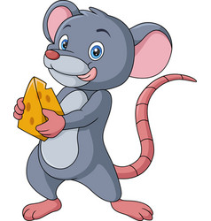 Cute Mouse Cartoon Holding Slice Of Cheese