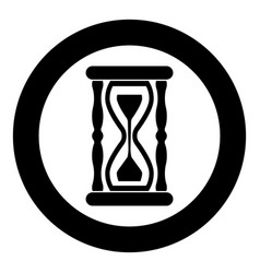 Hourglass Sand Clock Icon In Circle Round Black