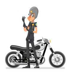 Policeman Motorcycle Adjusts Glove Bike Icon