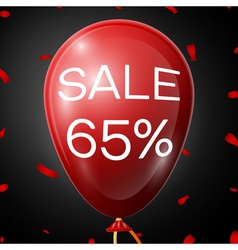 Red Baloon With 65 Percent Discounts Over Black