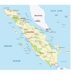 Road Map Indonesian Island Sumatra