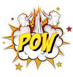 Word Pow On Comic Cloud Explosion Background